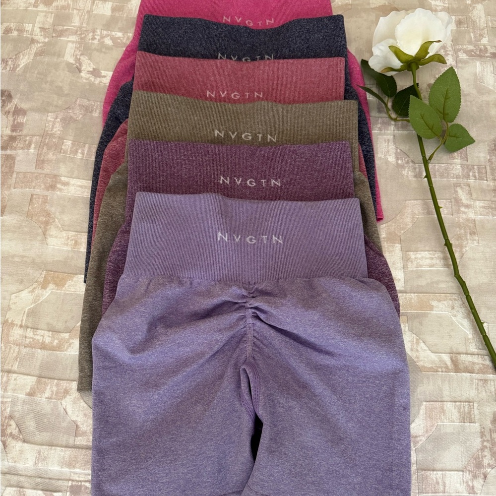 NVGTN High-Waist Scrunch-Back Shorts in Lavender and Assorted Hues